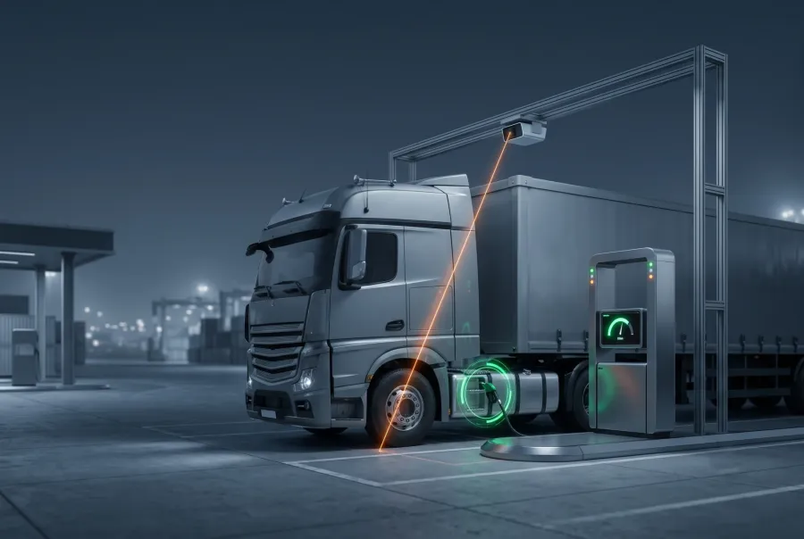 Fuel management system verifying a truck with a camera during refuelling